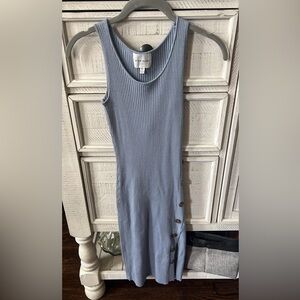 Pink Rose Light Blue Ribbed Midi Dress